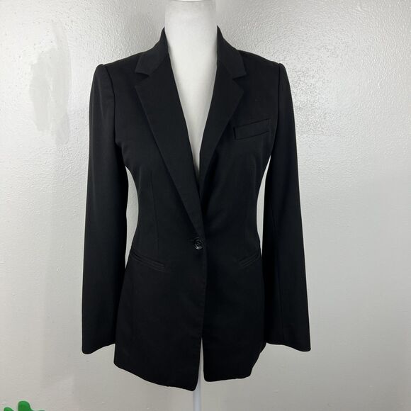 Express Blazer Women 2 Black Button Up Jacket Career Casual Shoulder Pads Outer - Picture 13 of 13